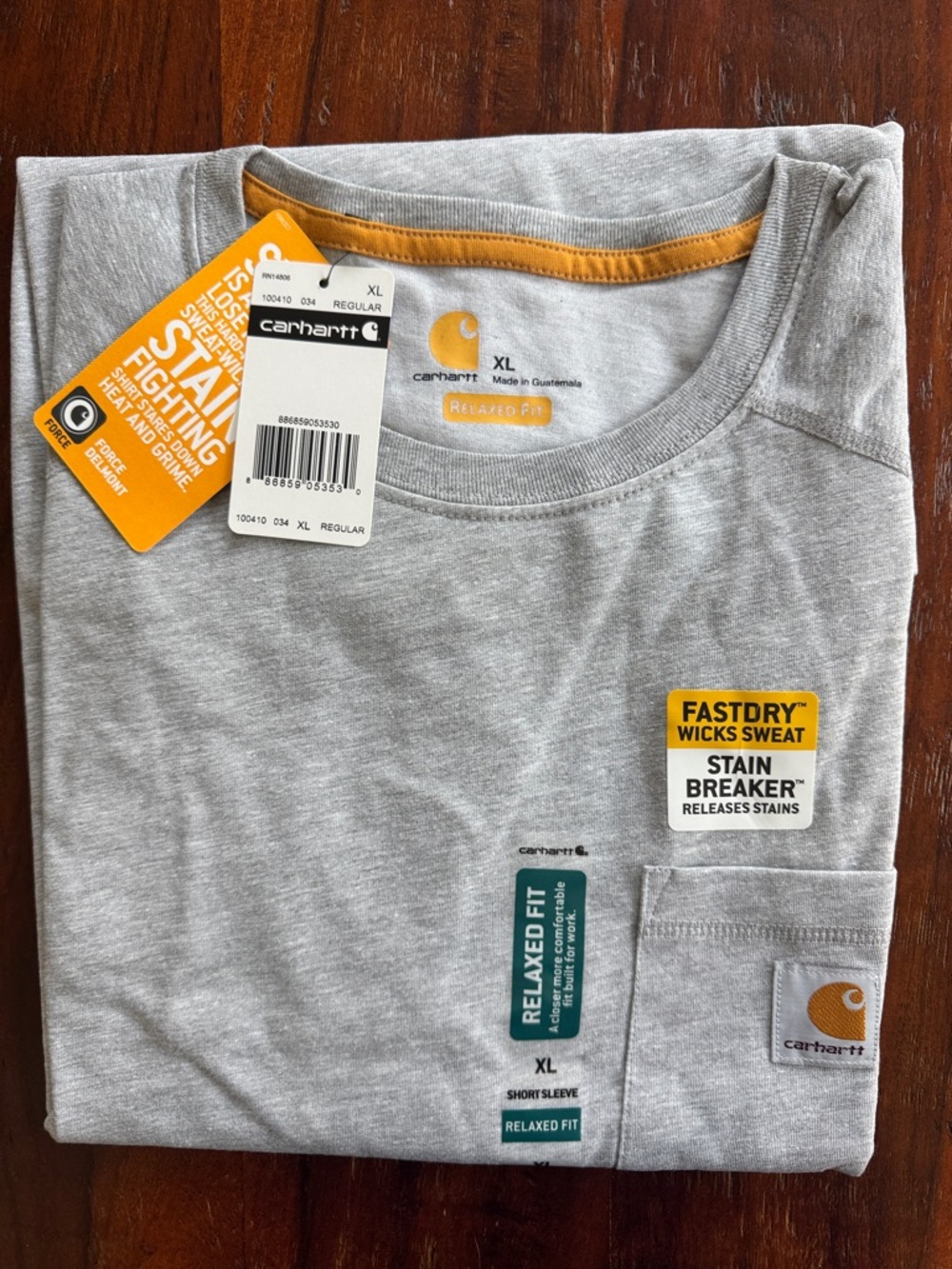 Carhartt Light Heather Gray Short Sleeve Tee with Gold Trim